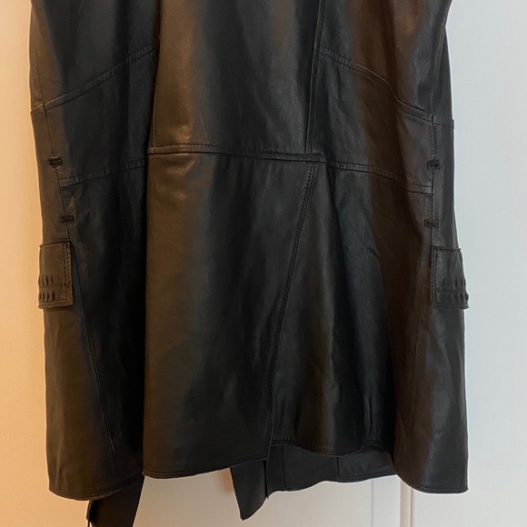 Kobi Halperin 💯Genuine Leather Black Silver Chain Full Zip Ruffled Vest - Picture 12 of 16